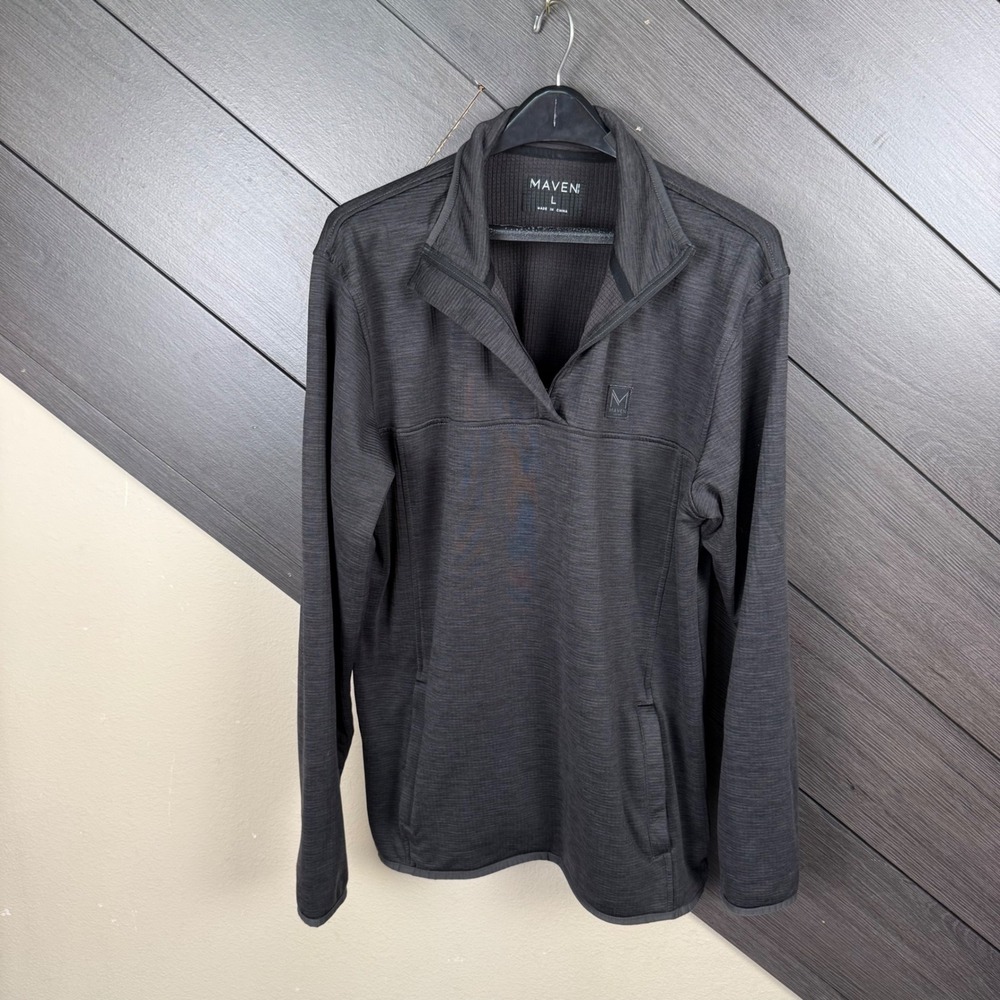Maven By Buckle Men's Quarter Zip Pullover Large Charcoal Stretch Athletic